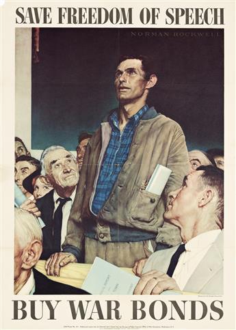 NORMAN ROCKWELL (1894-1978).  [THE FOUR FREEDOMS]. Group of 4 posters. 1943. Each 28x20 inches, 71x50¾ cm. U.S. Government Printing Off